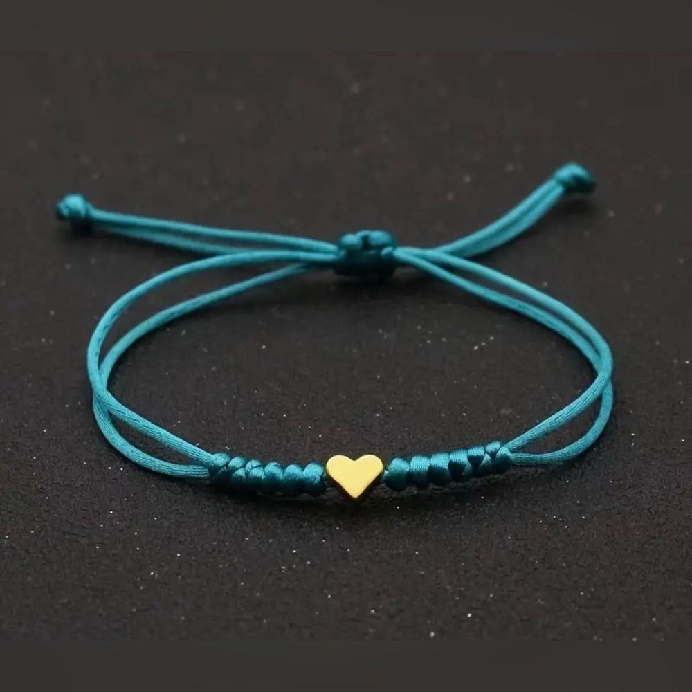 Brand New Chic Golden Heart Charm Braided Bracelet